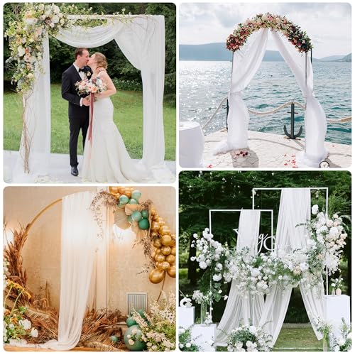 Wedding Arch Draping Fabric 1 Panel White Sheer Backdrop Drapes - color: White, size: 1 Panel