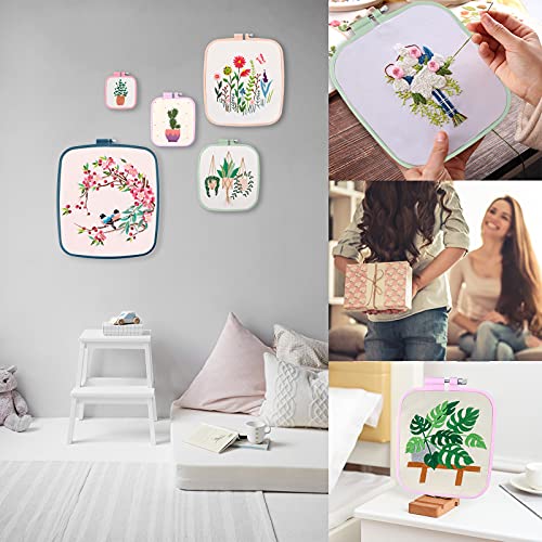 ZOCONE 3Pcs 3 Size Square Embroidery Hoops, ABS Plastic Embroidery Hoops Cross Stitch Hoops Embroidery Frames for Sewing, Needlework, Embroidery Projects (Size-3", 6.5", 11") - style: 3Pcs Size-3",6.5",11"