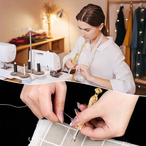 2Pcs Metal Seam Rippers, European Vintage Carved Handle Stitch Ripper, Sharp Seam Ripper Tool for Sewing with Storage Cases, Durable and Handy Crafting Removing Threads Tools (Gold) - color: Gold