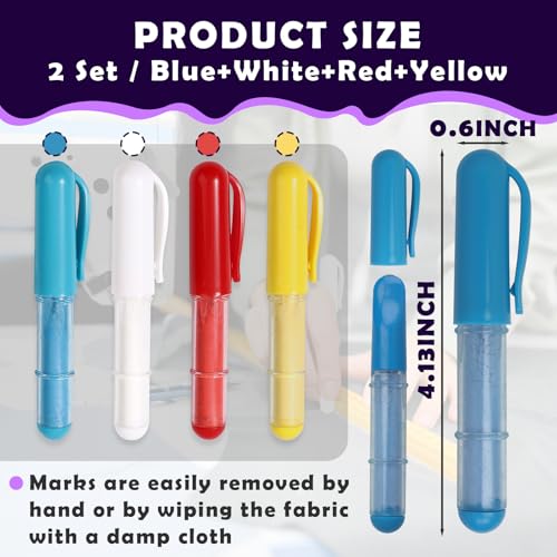 8PCS Sewing Chalk for Fabric, Wipeable and Washable, Tailors Chalk for Fabric Etailed Marking on Fabrics, Cottons, Leathers - Blue, White, Red, Yellow - color: 8-PACK White & Blue & Red & Yellow