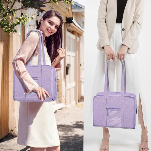 FINPAC Sewing and Craft Supplies Storage Tote Bag with Clear Pockets - color: Lavender
