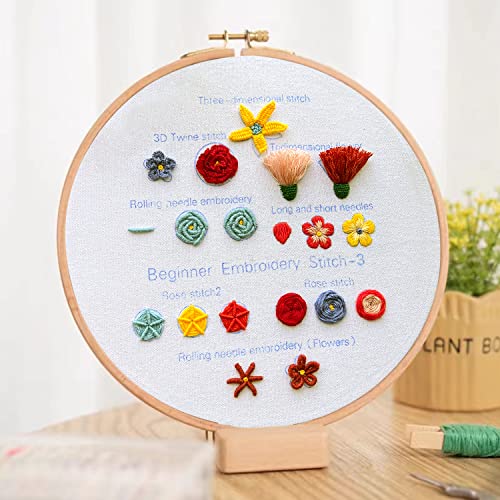3Pcs 8 Inch Plastic Embroidery Hoops with Sewing Scissors, Seam Ripper,Needle Threader, Round Cross Stitch Hoops with Adjustable Screw, Lightweight & Durable Craft Hoops. - color: white