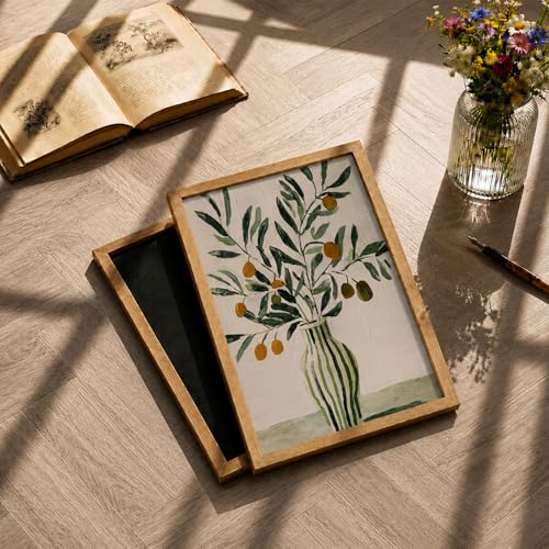Framed Vintage Olive Branch Canvas Wall Art for Kitchen Bathroom Wall Decor - color: Olive Branch, size: 10"L x 8"W