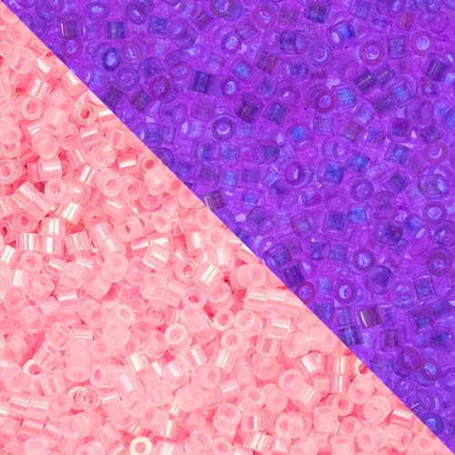 John Bead 25g Cylin Beads Rose Glow in Dark AB 11/0 Glass Cylindrical Seed Beads for Jewelry Bracelets Necklaces Earrings Making Embroidery - color: Rose Glow in Dark AB