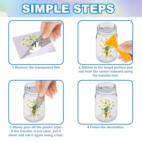 GLOBLELAND 18 Sheets Vintage Daisy and Items Rub on Transfer 3.9x3.6inch Heart Daisy Home Decals Retro Boots Hat Cup Transfer Stickers for Crafts Vase Glass Art Decorations - style: Daisy Items