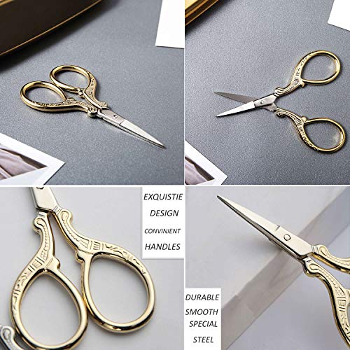 BIHRTC 3.6 Inch Embroidery Scissors Small Sewing Stainless Steel Tip - color: Gold