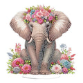 POETRYDRAW DIY Diamond Art Ornament Desktop Kit Elephant, Stand Up Acrylic Diamonds Painting Ornament for Adults, 5D Special Diamond Gem Craft Tabletop Placement Board Kit - color: Elephant Flower
