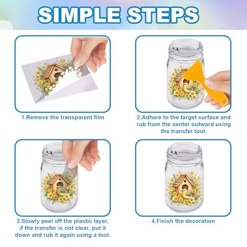 GLOBLELAND 18 Sheets Sunflower Gnome Transfer Stickers 3.9x3.6inch - style: Sunflower Gnome