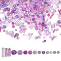 MECCANIXITY 5000 Pcs Mixed Glass Seed Beads, 1.5-6mm Mini Loose Glass Bugle Spacer Bead Embroidery Beads for DIY Craft Projects Earrings Necklaces Bracelets Jewelry Making, Purple - color: Purple