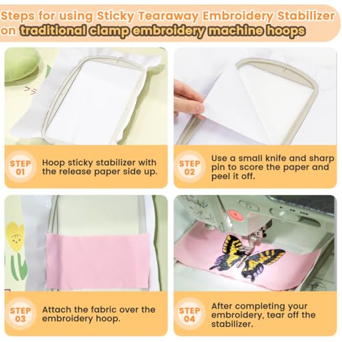 New brothread Sticky Tear Away Embroidery Stabilizer 12" x 10 Yd roll - size: 12" x 10 Yd