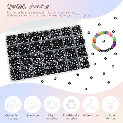 Looconi 1400pcs Black Letter Beads Star and Heart Beads 7x4mm Alphabet for Jewelry Making - color: Blacklheartstar, size: 7x4mm