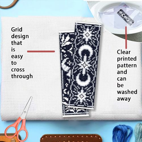 FREEBLOSS 6 Set 11CT Cross Stitch Bookmarks Kit Dragon Elements Stamped Cross Stitch Kit DIY Embroidery Bookmark Set with Instruction for Adults Beginners 20x6cm/8x2.4inch - style: Fantasy