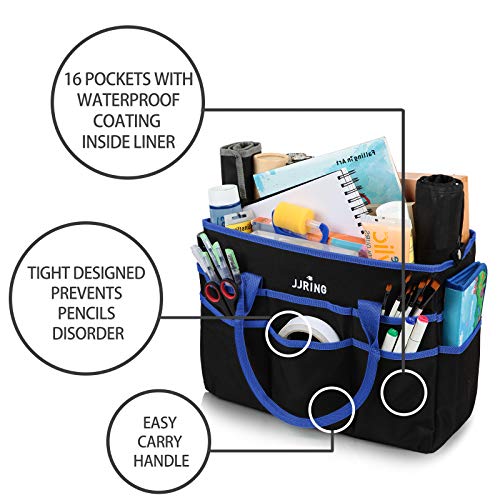 JJRING Large 600D Nylon Artist Organizer Tote Bag With 16 Pockets, Blue - color: Blue, size: Large