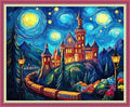 Disnesart Cross Stitch Stamped Full Embroidery Kits DIY 11CT Cotton Thread Printed DIY Needlepoint Kits Craft Needlework Set Cross-Stitch Stamped Sets-Van Gogh Starry Sky Castle 16x20 inch - color: Stylepattern04
