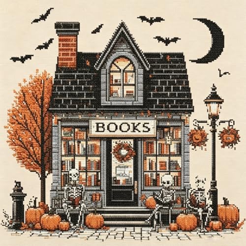 Halloween Bookstore Diamond Painting Kits for Adults,Book Diamond Art Kits - color: KM1185-1