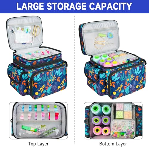 LEFOR·Z Small Sewing Supplies Organizer Bag(10.5 x 8 x 9inch),Sewing Box - color: Print Color