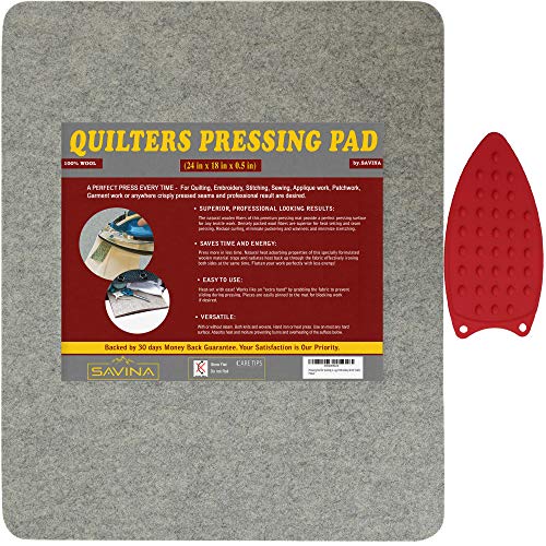 Wool Pressing Pad - 24in x 18in Quilting Ironing Pad - 100% New Zealand Felted Wool Iron Board for Quilters, Great for Quilting Sewing Projects by SAVINA - size: 24" x 18"