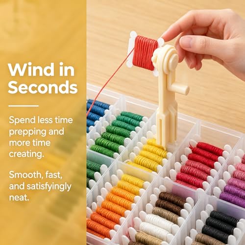 2 Pcs Floss Bobbin Winder Embroidery Thread Winder for Sewing Portable Embroidery Floss Bobbin Winder for Crafting DIY Making Sewing Machine Accessories
