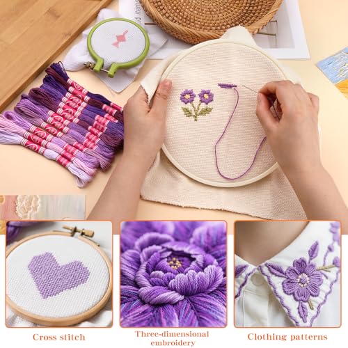 12 Skeins Embroidery Floss, 105 Yards Purple Embroidery Thread - color: Purple Series