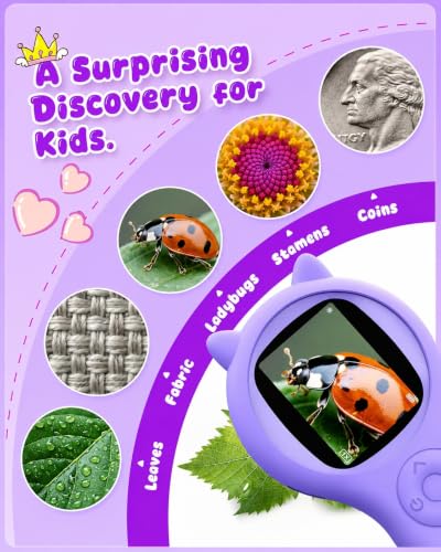 Ashfly Kids Microscope, 500X Digital Magnifying Glass, STEM Toy, Purple - color: Purple, size: 1 Pcs