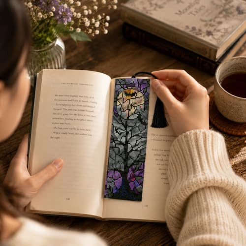NEGEKFKX 5 Pcs Halloween Cross Stitch Bookmark Kit for Adult Beginners - color: Cross stitch bookmark-21