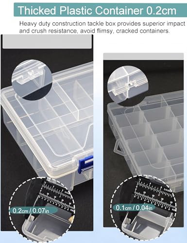 Avlcoaky Tackle Box Organizer Snackle Box Container - Double Layer Thickened PP Small Snack Tackle Boxes Plastic Organizer Box with Dividers, Heavy Duty Arts Crafts Clear Organizers