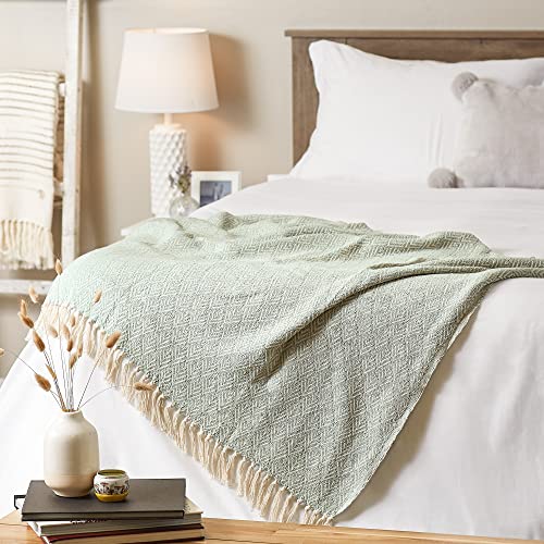 DII Diamond Throw Collection Cotton Woven, 50x60, Jadeite - color: Jadeite