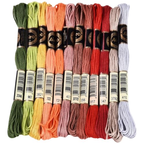 12 Skeins 105 Yards Multi Color Cross Stitch Thread for Bracelets - color: Autumn Leaves Color