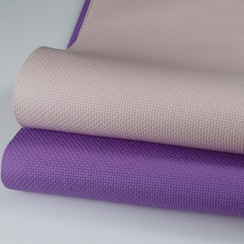KCS 2 pc of 15" x 18"(38cmx45cm) Counted Cross Stitch Cotton Aida Cloth Needlework Fabric Box (Lavender+Pink, 14CT) - color: Lavender+pink, size: 14CT