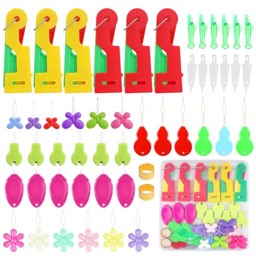 Fedmut 51Pcs Needle Threader Tool Set 9 Types Needle Threader with Thimbles - color: 51pcs