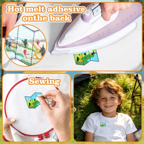 AUGSUN 36pcs Camping Iron on Patches Adventure Embroidered Sew Applique - style: Camping