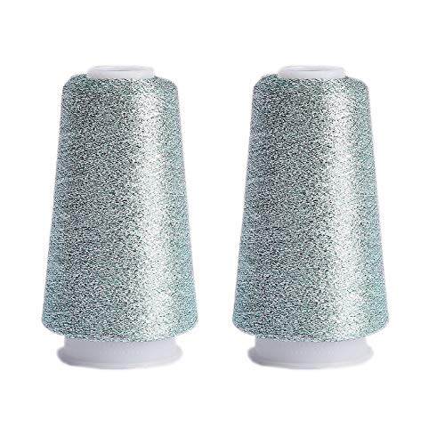 Truevalue 2 Balls Accessory Lurex Yarn, Shining Glitter Metallic Knitting-in Yarn, Sparkle Thread for Knitting and Crochet Sweater Shawl 5000 Yards (Ice Blue) - color: Ice Blue