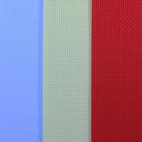 KCS 3 pc of 12" x 18"(30cmx45cm) 16CT Counted Cotton Aida Cloth Cross Stitch Fabric (Light Blue+Light Green+Red) - color: Light Blue+light Green+red