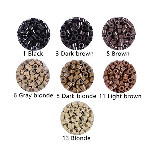 200pcs Silicone Micro Rings Hair Extension Tools Kit: Three-hole Hair Pliers, Micro Pulling Needle, Loop Threader and Silicone Micro Links (Dark blonde) - color: Dark blonde, size: 200 Count