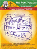 Hearts & Hummingbirds Aunt Martha's Hot Iron Embroidery Transfer