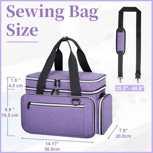 Anitor Sewing Supplies Organizer, Double Layer Sewing Storage Organizer - color: Purple, size: Medium