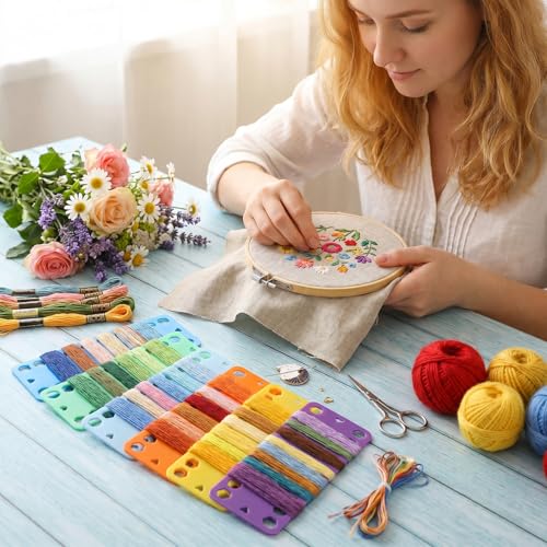 10Pcs Embroidery Floss Organizer, 10 Colors Embroidery Thread Organizer, Embroiderys Floss Bobbins Organizers Storage Tool for Sewing Needlework Wire Keeper Craft DIY, Cross Stitch Supplies