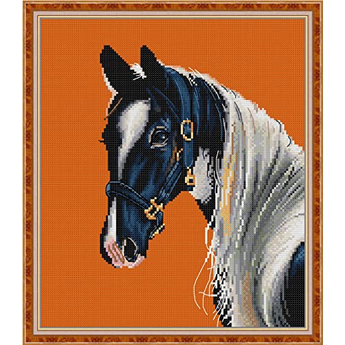 Svarog Stamped Cross Stitch Kits Beginners Full Range of Embroidery Patterns Starter Kits for Adult or Kids DIY Cross Stitches Needlepoint Kits 14CT-Horse 12.2x13.78 inch - color: Horse 12.2x13.78 inch