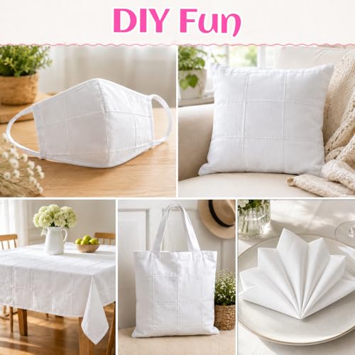 500 Pcs White Cotton Fabric Squares, Solid White Charm Pack Soft Solid Color Precut Quilting Fabric Bundles, for DIY Sewing Patchwork Embroidery Scrapbooking Clothing Craft, 4 x 4 in