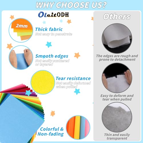 45 PCS Felt Fabric Sheets 6 x 6 Inch 2mm Craft Felt Sheets - size: 6x6in