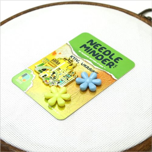 Awesome Pattern Studio Kyiv Magnetic Needle Minder + 2 Needle Threaders. Enamel Pin for Cross Stitch, Embroidery and Craft - size: Kyiv Set #1