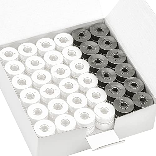 New brothread 144pcs Type L SA155 Prewound Bobbin Thread -96White + 48Black - color: 144pcs 90wt White+Black