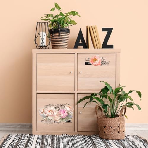 3 Sheet Peonies Flowers Rub on Transfers for DIY Crafts Vintage Florals Furniture Decal Retro Pink French Market Peonies Transfer Stickers for Wood DIY Paper Home Decor 11.8”* 5.9” - style: Peony Flower - Retro French Style
