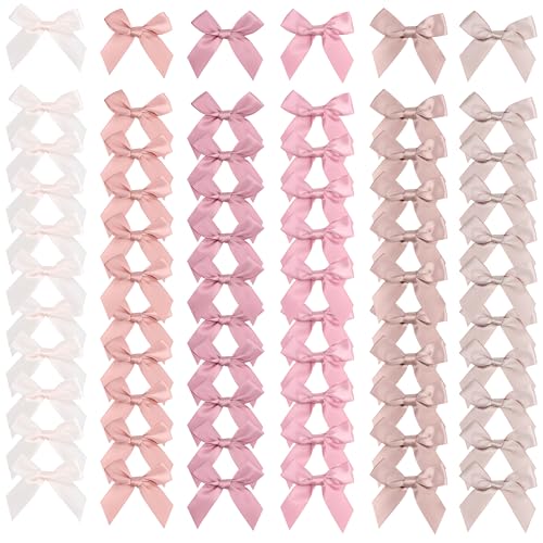 6 Colors Pre-Tied Dusty Rose Satin Ribbon Bows for Crafts 3 Inch - color: Dusty Rose 6 Colors