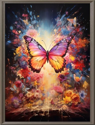 Leczany Cross Stitch Stamped Kit for Adults - Colorful Butterfly | DIY Embroidery Starter Patterns Craft Kit Needlepoint for Beginner | 11CT, 3 Strands | 13x16.9 inches - color: 11CT Stamped kits, Colorful Butterfly 13x16.9 inches