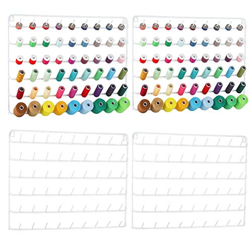 HAITARL 4 Set of 54-Spool Sewing Thread Holder, Wall-Mounted Metal Rack, White - color: White
