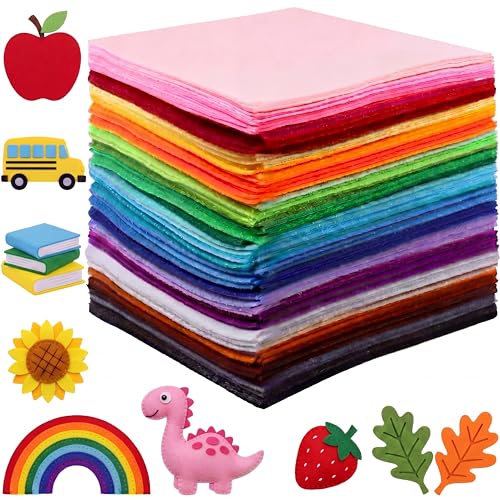 Reginary 120 Pcs 4 x 4 Inch, 2mm Thick Felt Sheets Bulk for Craft 40 Assorted Color Felt Fabric Squares Stiff Paper for Back to School Festival Holiday DIY Craft Sewing Patchwork - size: 4 x 4 Inch, 2mm Thick