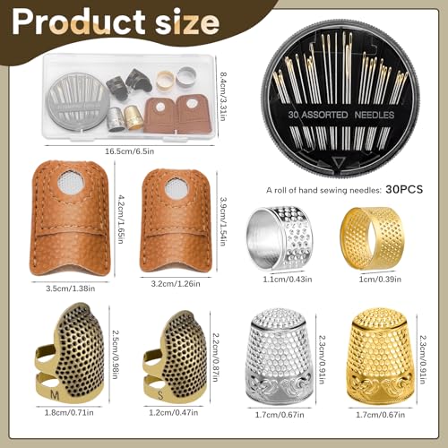 ZMAAGG Thimbles for Hand Sewing, 8 PCS Sewing Thimble, Metal Thimble - size: L-Upgraded Version