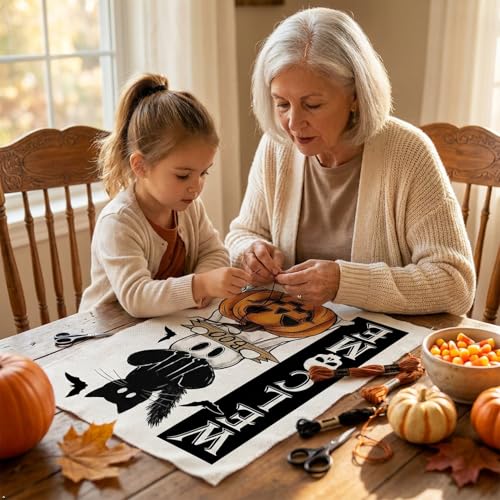 VIGEGU Halloween Stamped Cross Stitch Kits for Adults Beginners 12x16 inch - color: Black Cat Ghost Cross Stitch