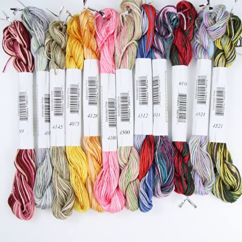 KCS Big skeins of 25 Meters Size 25 Color Variegated Cross Stitch Stranded Threads,12 skeins,13 - color: 12skeins13, size: 12 skeins